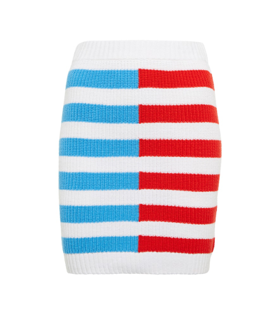 Shop Staud Saltwater Striped Cotton-blend Miniskirt In Caprain Stripe