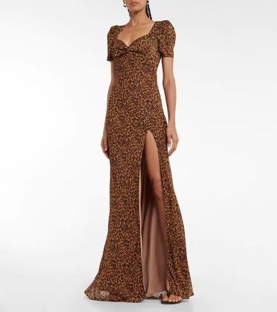 Shop Staud Lea Leopard-print Chiffon Maxi Dress