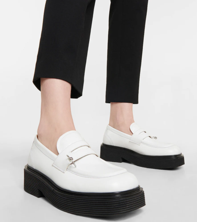 Shop Marni Platform Leather Loafers In White