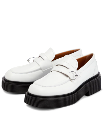 Shop Marni Platform Leather Loafers In White