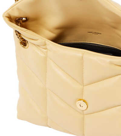 Shop Saint Laurent Puffer Small Leather Shoulder Bag In Light Vanilla