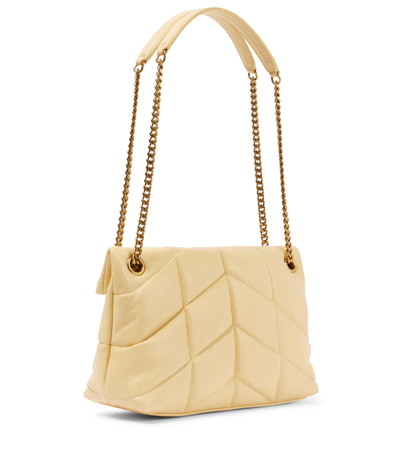 Shop Saint Laurent Puffer Small Leather Shoulder Bag In Light Vanilla