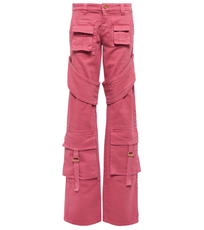 Shop Blumarine Denim Cargo Pants In Bubblegum