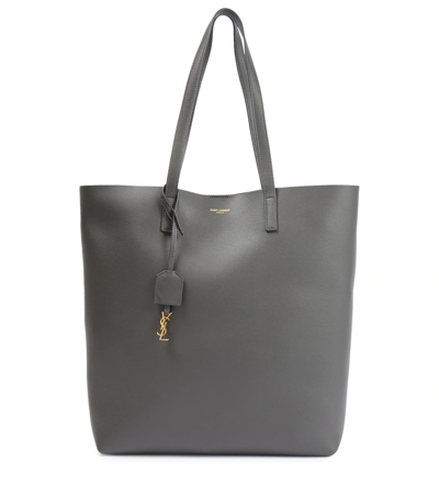 Shop Saint Laurent Shopping N/s Leather Tote Bag In Storm