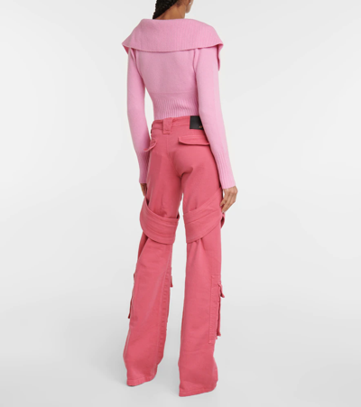 Shop Blumarine Denim Cargo Pants In Bubblegum