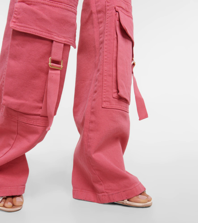 Shop Blumarine Denim Cargo Pants In Bubblegum