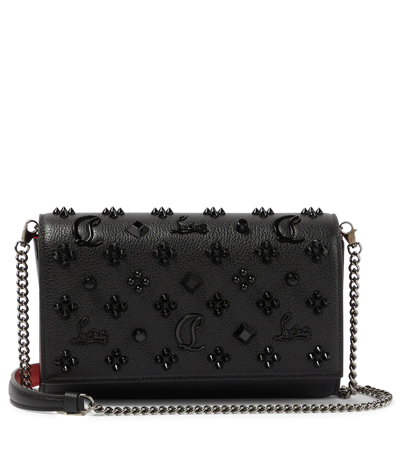Shop Christian Louboutin Paloma Leather Wallet On Chain In Black/ultrablack
