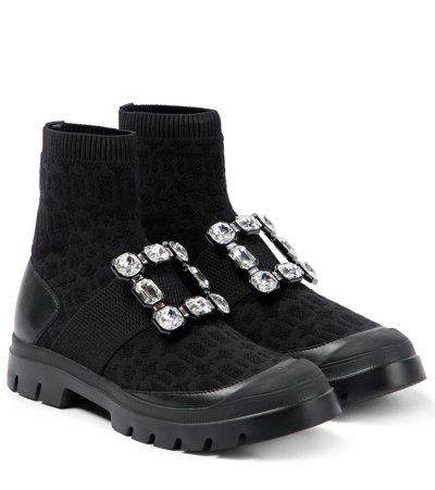 Shop Roger Vivier Walky Viv' Embellished Ankle Boots In Nero