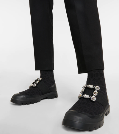 Shop Roger Vivier Walky Viv' Embellished Ankle Boots In Nero