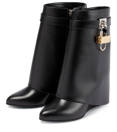 Givenchy Shark Lock Leather Ankle Boots In Black | ModeSens