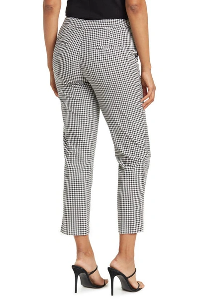 Shop Donna Karan Woman Straight Leg Gingham Chino Pants In Black/ Ivory