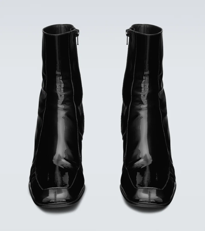 Shop Saint Laurent Beau Patent Leather Ankle Boots In Noir