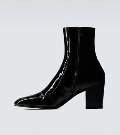 Shop Saint Laurent Beau Patent Leather Ankle Boots In Noir