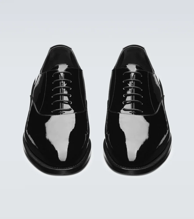 Shop Saint Laurent Adrien Patent Leather Derby Shoes In Noir
