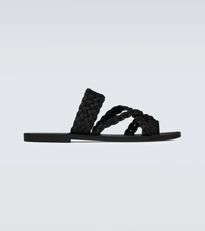 Shop Saint Laurent Neil Leather Sandals In Noir