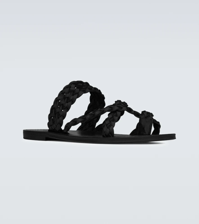 Shop Saint Laurent Neil Leather Sandals In Noir