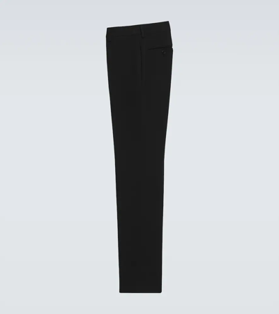 Shop Saint Laurent Wool Gabardine Slim Pants In Noir