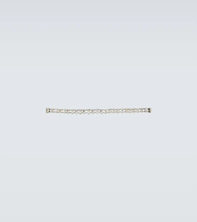 Shop Saint Laurent Pear Rhinestone Bracelet In Palladium/crystal