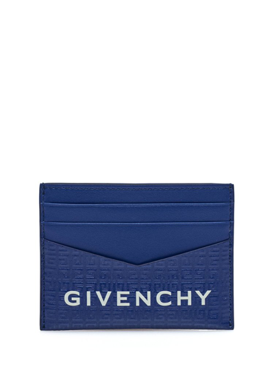 Shop Givenchy 4g Motif Embossed Card Holder In Blue