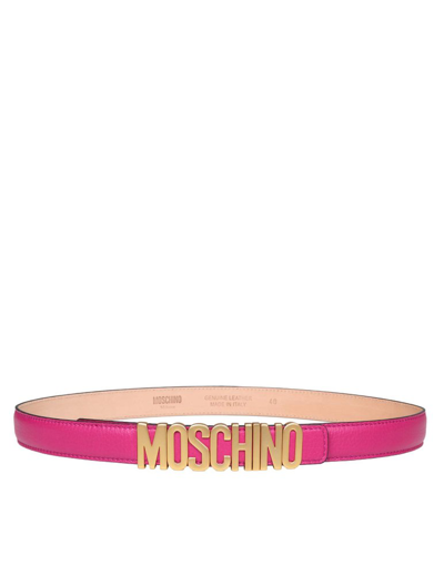 Shop Moschino Logo Lettering Belt In Pink