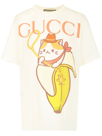 Shop Gucci Graphic Print Crewneck T In White