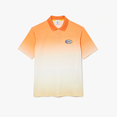 Shop Lacoste Live Lacoste Unisex Live Loose Fit Gradated Print Cotton Polo - Xs In Orange