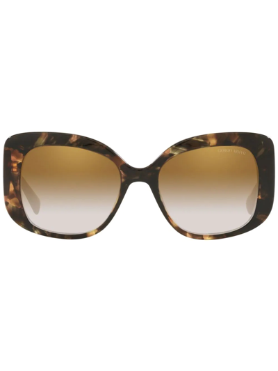 Shop Giorgio Armani Ar8150 Tortoise-shell Effect Square-frame Sunglasses In Braun