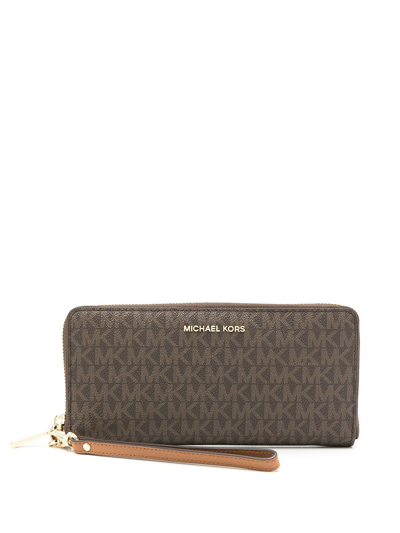 Shop Michael Michael Kors Jet Set Continental Wallet In Brown