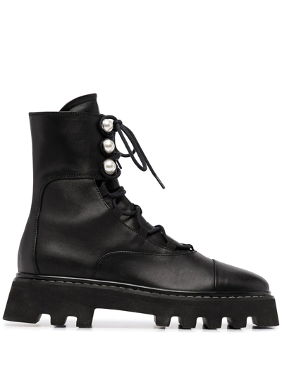 Shop Nicholas Kirkwood Pearlogy Combat Boots In Black
