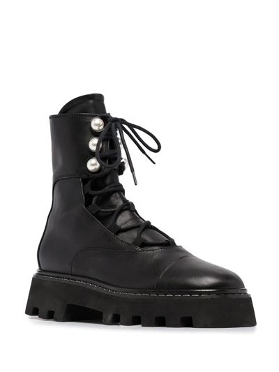 Shop Nicholas Kirkwood Pearlogy Combat Boots In Black