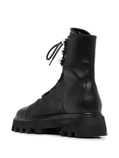 Shop Nicholas Kirkwood Pearlogy Combat Boots In Black