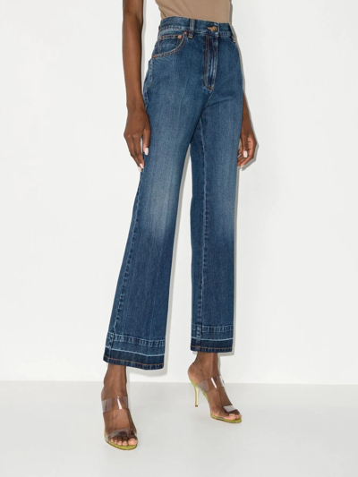 Shop Valentino Vgold Bootcut Jeans In Blau
