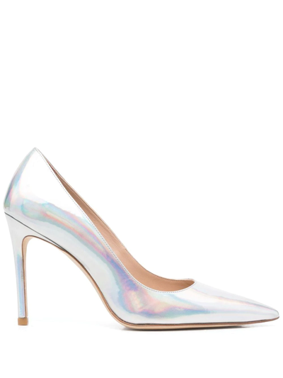 Stuart Weitzman 100 Holographic-effect Pumps In Silber