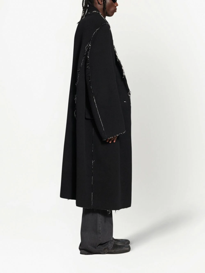 Raw Edge Coat In Black And White Double Face Buffalo Check Raw Edge Coat In Black And White Double Face Buffalo Check