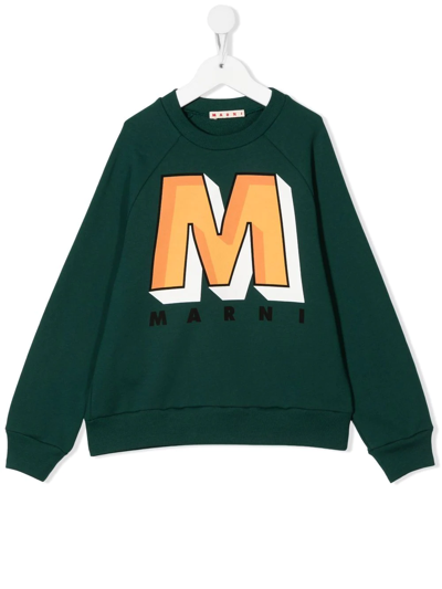 Shop Marni Logo-print Crew-neck Sweatshirt In 0m527