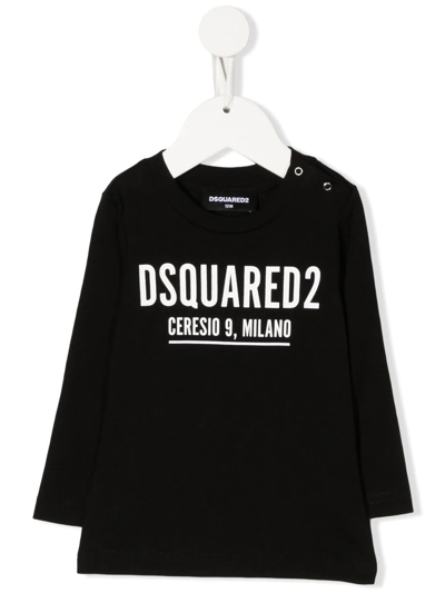 Shop Dsquared2 Logo-print Long-sleeved T-shirt In Schwarz