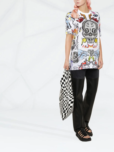 Philipp Plein Man Fit Crystal Skull T-shirt In White