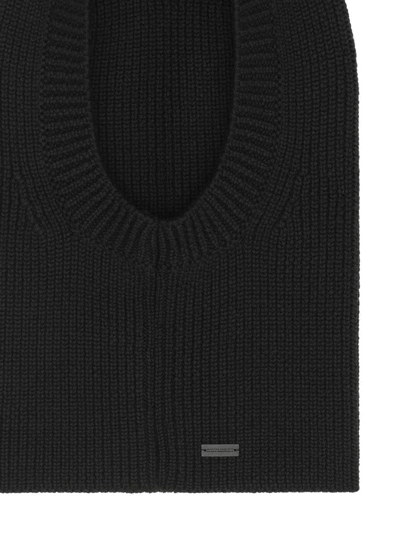 Saint Laurent Large Ribbed Balaclava In Wool In Schwarz