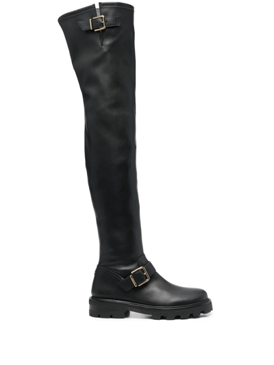 Shop Jimmy Choo Biker Ii Above-knee Boots In Schwarz