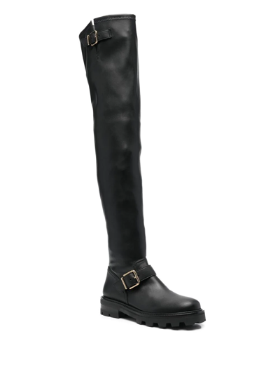 Jimmy Choo Woman Knee Boots Black Size 9 Textile Fibers In Schwarz