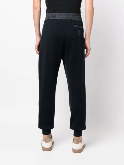 Shop Etro Logo-patch Track Pants In Blue