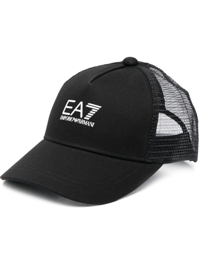 Shop Ea7 Logo-print Cap In Schwarz