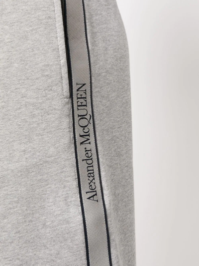 Shop Alexander Mcqueen Logo-tape Cotton Track Shorts In Grau