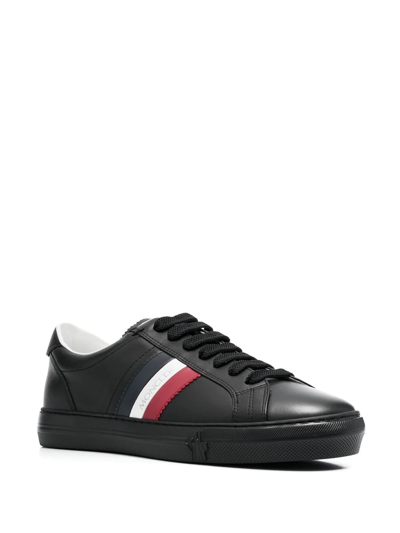 Shop Moncler Side-stripe Low-top Sneakers In Black