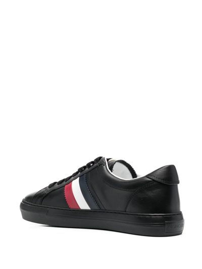 Shop Moncler Side-stripe Low-top Sneakers In Black