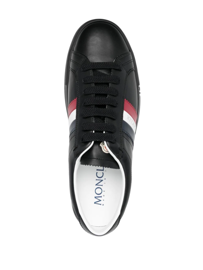 Shop Moncler Side-stripe Low-top Sneakers In Black