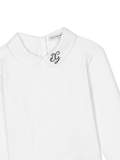 Shop Dolce & Gabbana Logo-print Long-sleeve Blouse In Weiss