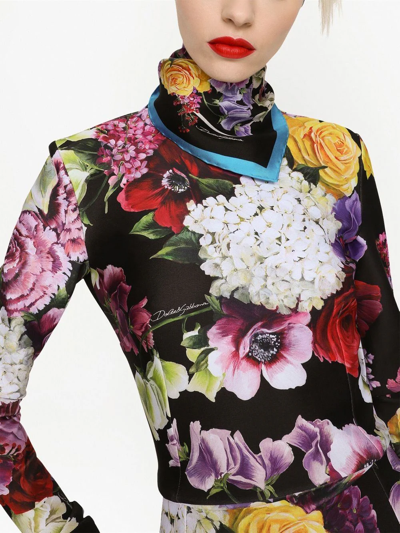 Shop Dolce & Gabbana Floral-print 50x50 Silk Scarf In Schwarz