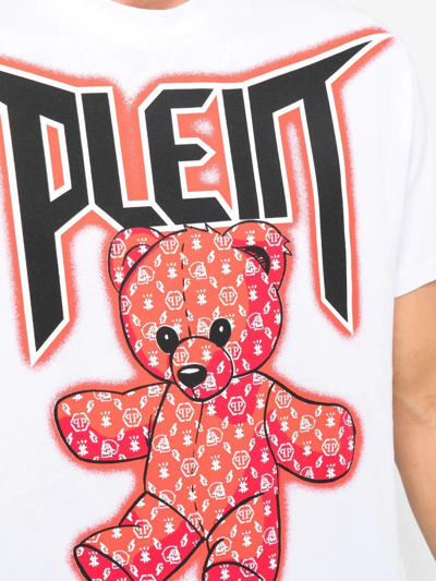 Shop Philipp Plein Spray-effect Teddy Bear-print T-shirt In Weiss