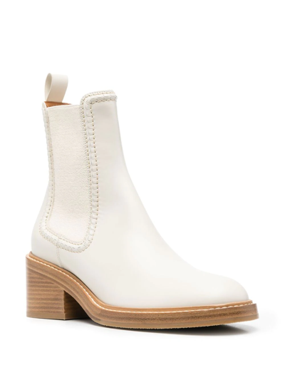 Shop Chloé Heeled Leather Chelsea Boots In Neutrals